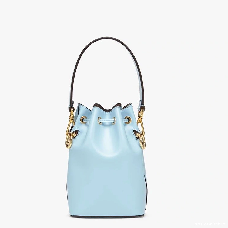 Vintage HOT Bag Mini Logo Leather Sky ROMA Calf Blue Bucket Fendi Mon In Tresor 0808